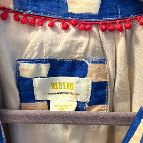 Maeve by Anthropologie Blue and White Checkered floral embroidered Mini Dress - Picture 3 of 4